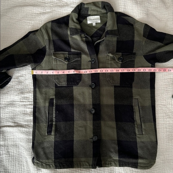 Lucky Brand oversized green & black plaid shacket shirt jacket Medium Pre-Owned - Picture 12 of 14